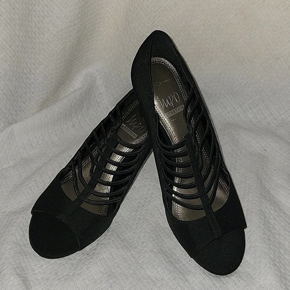 IMPO Black Open Toe Strappy Heels Size 7.5 NWOT